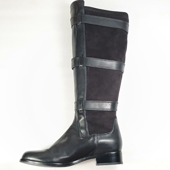 Cole Haan Black Leather & Suede Knee High Riding Boots Women's 8 17" Shaft EUC - Picture 8 of 16